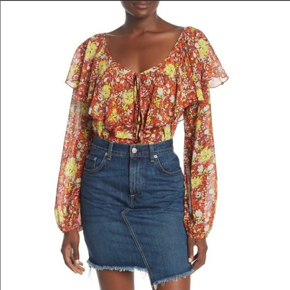 Free People Floral Bodysuit size Medium - Picture 3 of 5